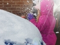 Caitlin Hunt enjoys a snowball fight