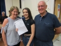 Lucy Twelves got one eight and two sevens as well as an A* in home economics and distinction * in health and social care. She's flanked by mum Marie Asher and Stuart Asher. Spalding Academy GCSE Results Day 2018