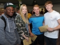 Pictured from left are Manuel Agyemang who will study forensic science at De Montfort, Carla Spencley who is to Lincoln to study history, Joshua Lawrence who is also heading to De Montfort for criminology and Matthew Day who is looking at a law apprenticeship. Spalding Grammar School A Level results.