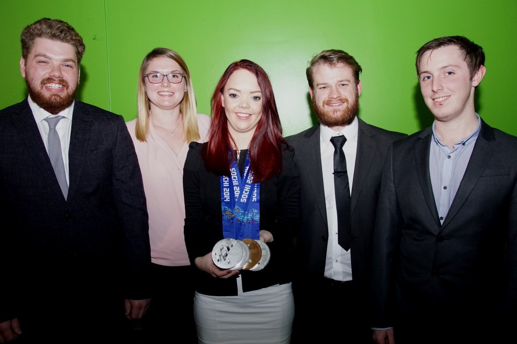 Gold award recipients from Spalding Open Award Group with Jade Etherington (centre). From left - Jonathan Allan, Lucy Newbold, Andrew Kennedy and Ben Plumridge.