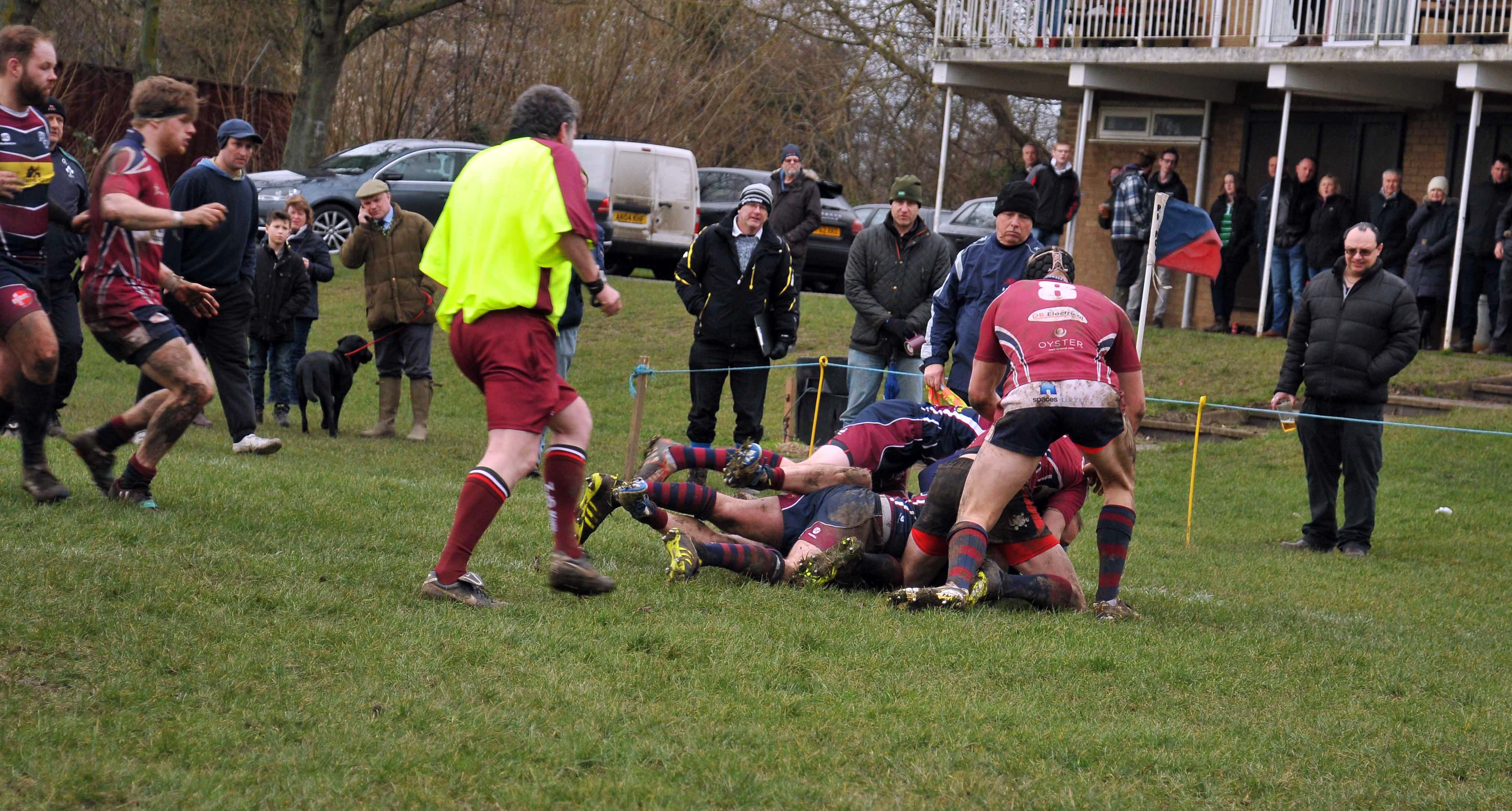 SOLE SCORE: Try scorer Harry Sharman was at the bottom of this pile. Photo by ADRIAN SMITH