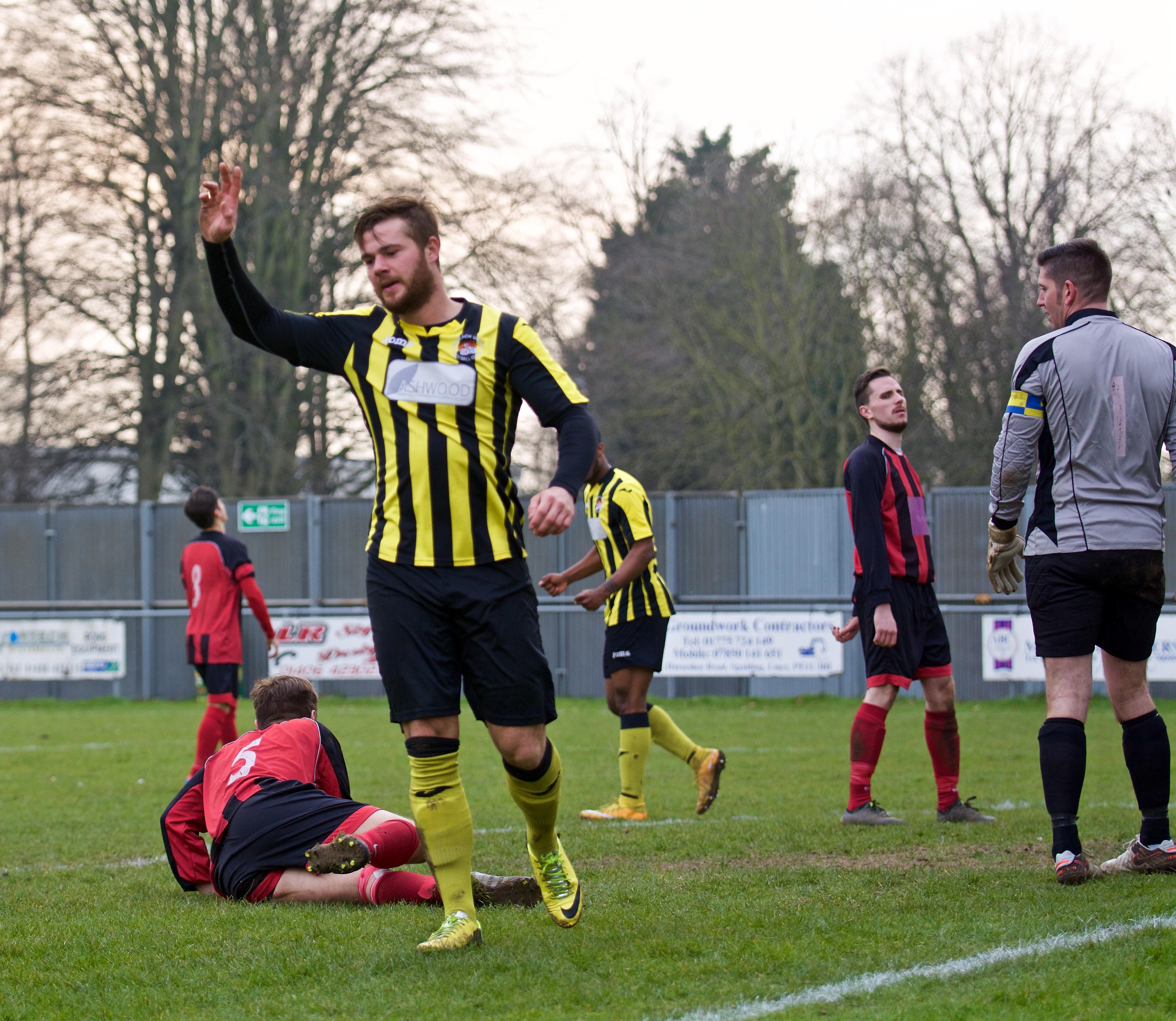 SPOT-ON: Josh Ford opened the scoring for Holbeach. Photo by STEVE RELF
