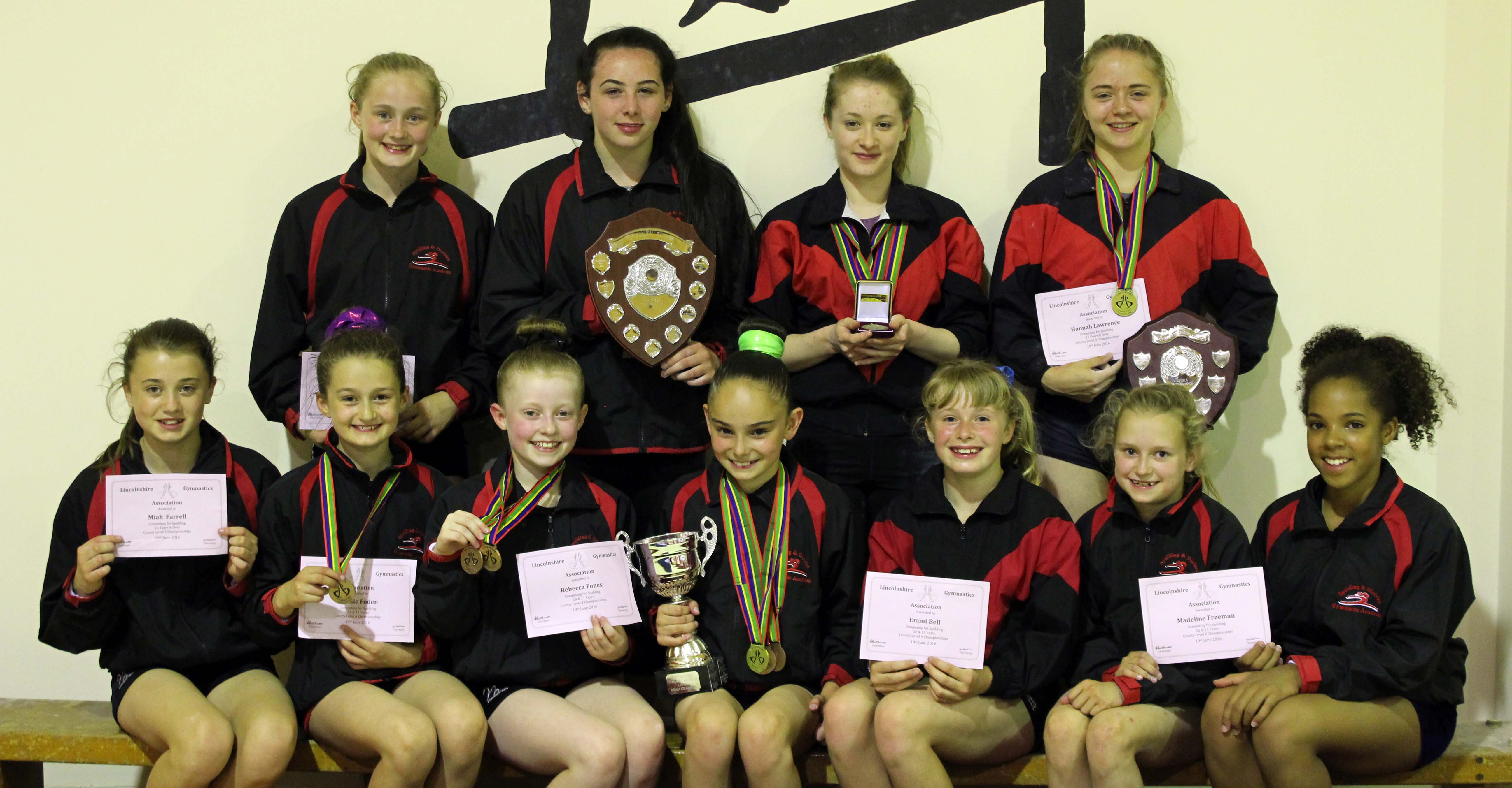 GREAT DAY: Spalding's girls are pictured with their winnings after the individual county championships at Lincoln.
