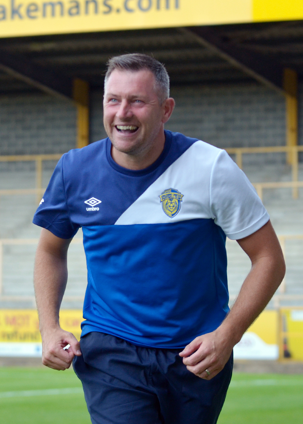 DELIGHTED: Dave Frecklington couldn't hide how happy he was after seeing off Stamford. Photo by JAKE WHITELEY