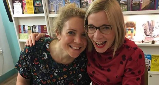 Sarah Le Sage is pictured with Lucy Worsley after her appearance in Spaldin...